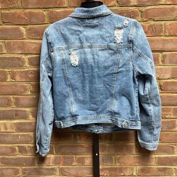 Amethyst Jeans Women’s Distressed Denim Jean Jacket Size Large - Picture 4 of 6
